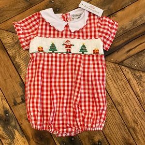 Toddler Boys Christmas Smocked Bubble